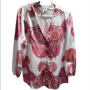 Cezele Women's Paisley Blouse - Pink‎ and Orange